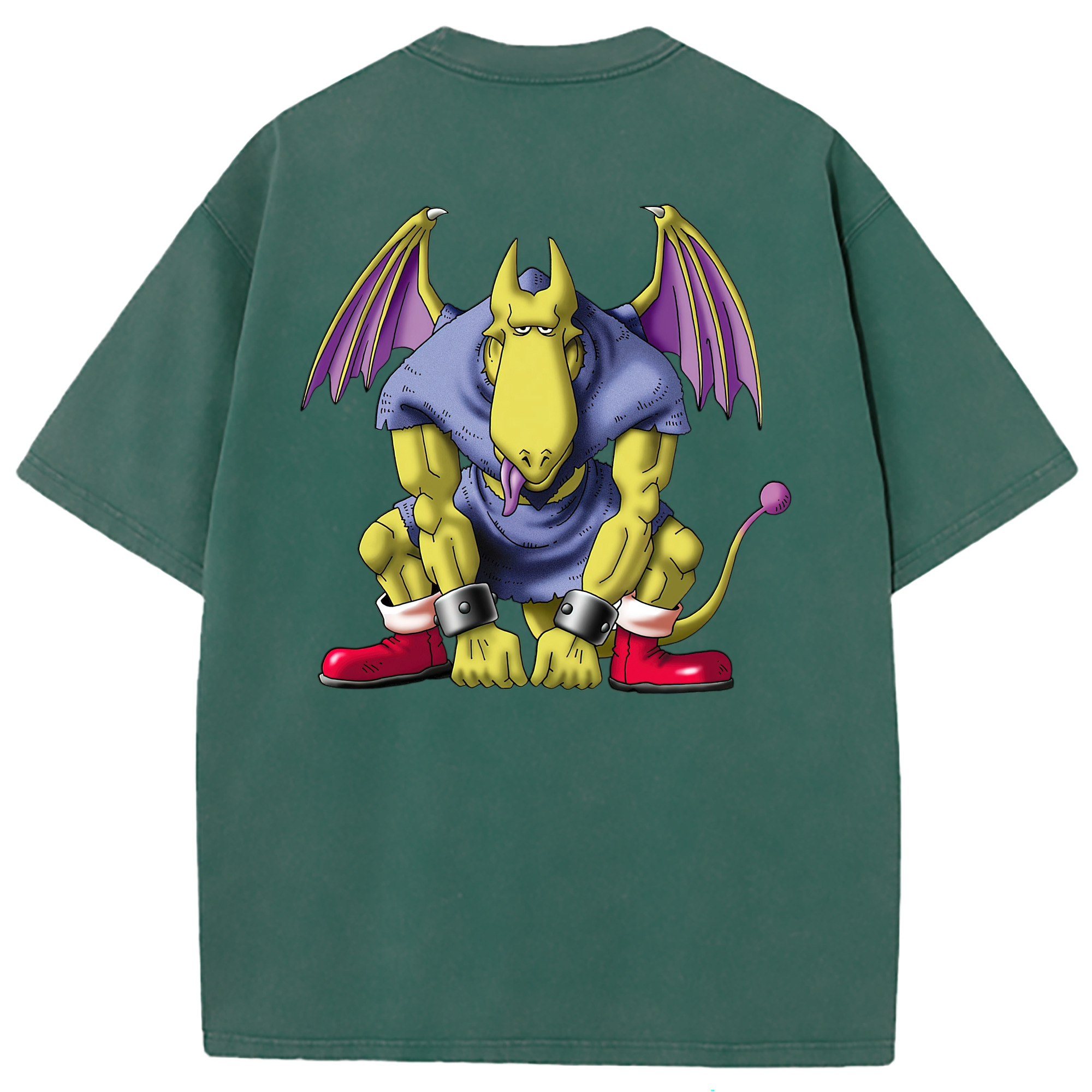 （画像用） ドラゴンクエスト Doragon Kuesuto Dragon Quest 綿100% ヴィンテージ風 半袖Tシャツ（背面プリント）